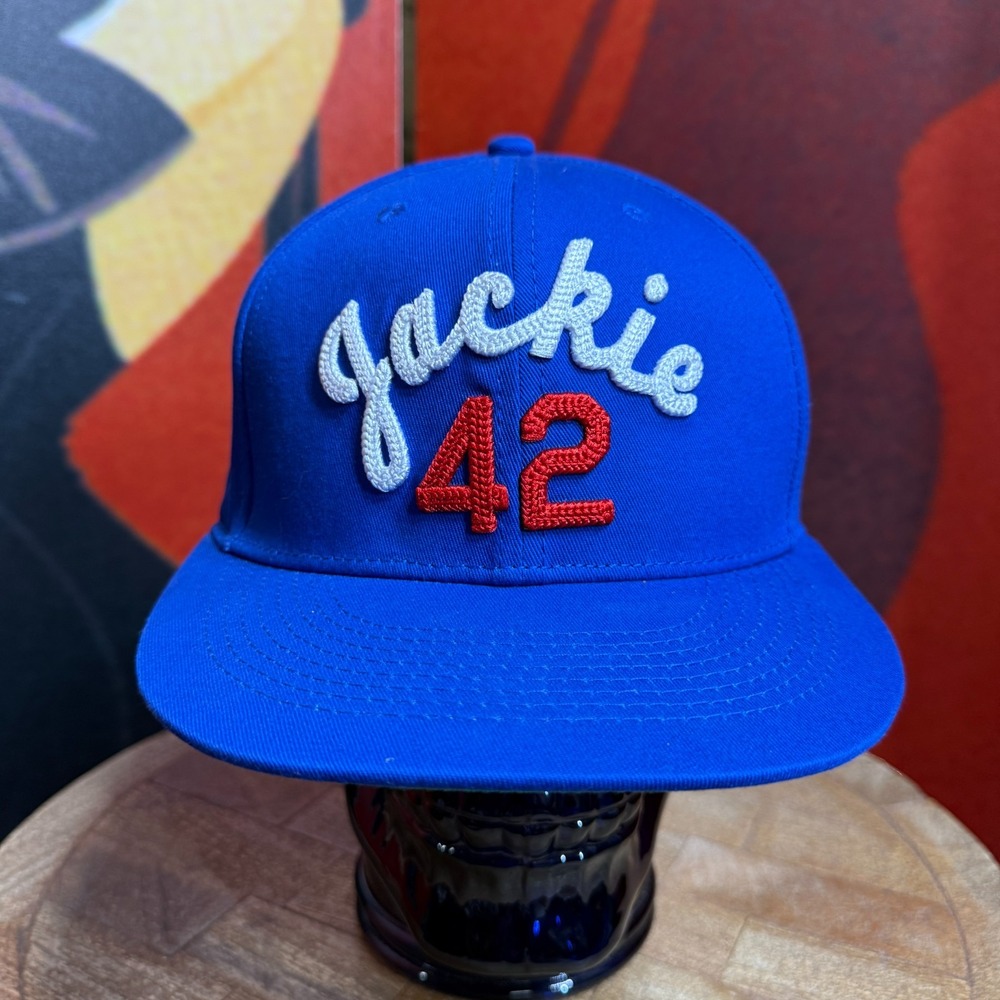 Jackie Robinson #42 Baseballism Hat Snap Back Cap Chain Stitch Blue